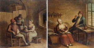 L'heureuse Famille, Scene De Taverne by Melchior Brassaw