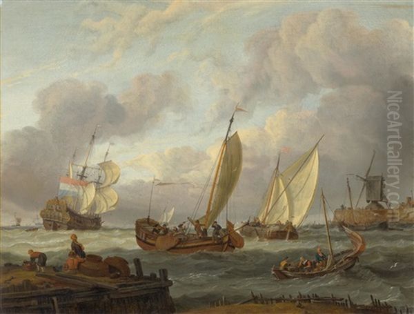 Dutch Ships At The Entrance To A Harbour - view 1