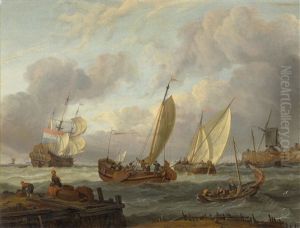 Dutch Ships At The Entrance To A Harbour