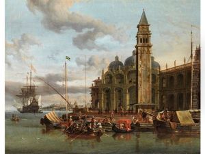 Venedig - Capriccio Mit Handelsschiffen Und Vollbesetzten Kahnen Sowie Einer Gondel