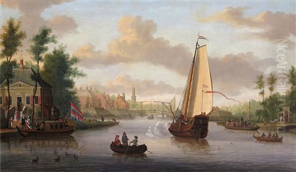 A View Of Nieuwersluis On The River Vecht, With The Church Of Loenen Aan De Vecht In The Distance - view 1