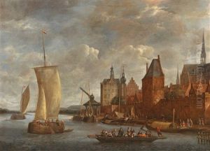 A View Of Bonn With A Ferryboat And Sailing Ships On The Rhine A View Of Bonn With A Ferryboat And Sailing Ships On The Rhine
