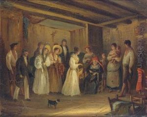 The Duchess Of Berry Visiting An Indigent Family by Felix Marie Ferdinand Storelli