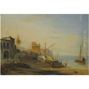 A View Of The Beach At Vietri On The Amalfi Coast by Felix Marie Ferdinand Storelli