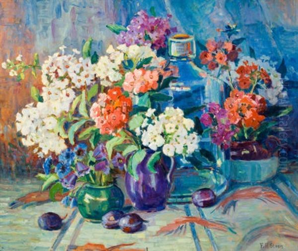 Still Life With Flowers, Vases And Plums - view 1