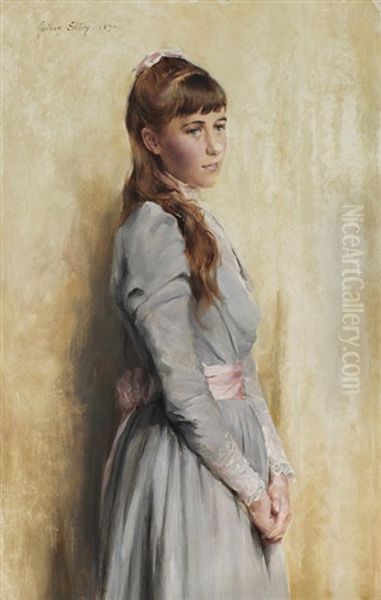 Portrait Of A Woman In A Mauve Dress - view 1