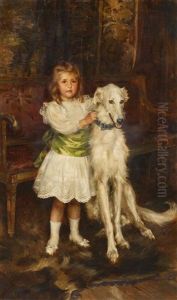 Kinderportrat Des Grafen Louis Vorow Zborrowski Mit Seinem Hund by Julian Russel Story