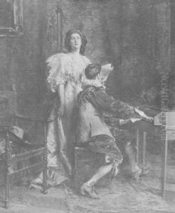 Portrait Of Emma Eames With The Artist At Spinet by Julian Russel Story