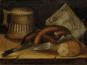 Still-life With Bread, Sausage And Tankard by Sebastian Stosskopf