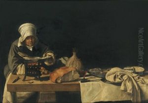 Nature Morte A La Miche De Pain Et Brasero by Sebastian Stosskopf