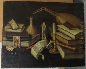 Nature Morte A La Partition Et Aux Cartes A Jouer by Sebastian Stosskopf
