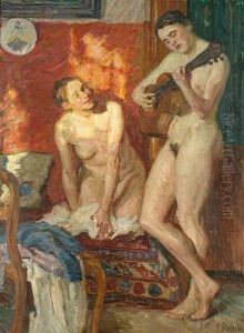 Madchen Mit Laute by Fritz Stotz