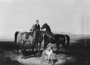 Bildnis Eines Reiters Mit Zwei Handpferden Und Jagdhunden by Otto Stotz