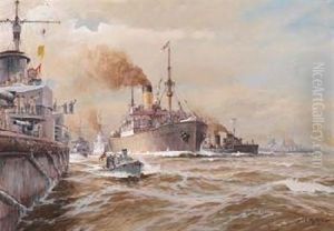 Kaiserliche Kriegsflotte - Begrusung Auf See