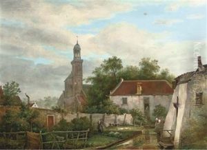 Washing Day In A Dutch Town by Bruno van Straaten the Elder