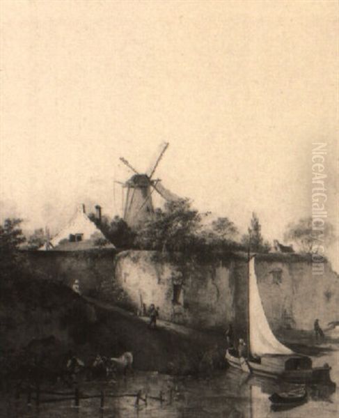 Fisherfolk By A Town Wall - view 1