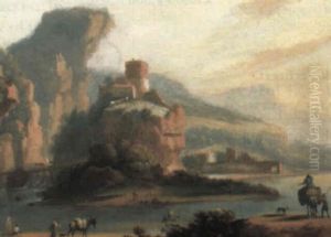 Mountainous Landscape With Castle Beside A Lake