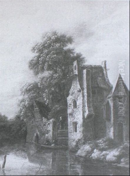 Peasants By A Stream Beneath A Tower - view 1