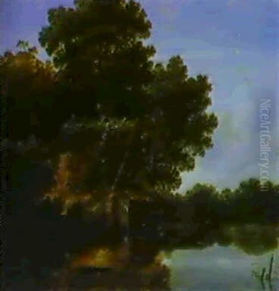 Hollandische Kanallandschaft Mit Einem Bauernhaus Und Einem Boot - view 1