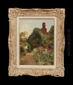Cottage Garden In Bloom by Arthur Claude Strachan