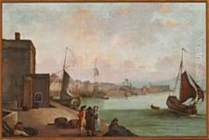 Harbour Scene With Elegant People On The Quay And The Ship Vortuna