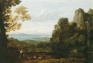 Ideale Landschaft Mit Apollo Und Merkur (after Claude Lorrain) by Ludwig Philipp Strack