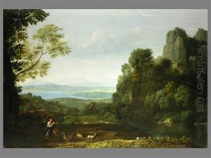 Landschaft Mit Apollo Und Merkur (after Claude Lorrain) by Ludwig Philipp Strack