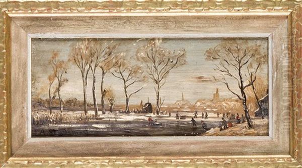 Winterlandschaft Mit Schlittschuhlaufern - view 1