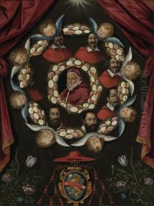 Papst Sixtus V. Umgeben Von Kardinalen Und Engeln