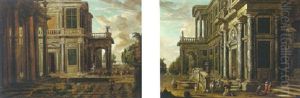An Architectural Capriccio With Elegant Figures Making Music On The Terrace Of A Villa