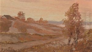 Lake At Sunset And Homestead At Dawn (two Works) by Franz Strahalm