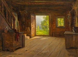 Interieur Mit Blick Ins Grune by Josef Straka