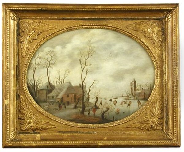 Skaters On A Frozen River - view 1