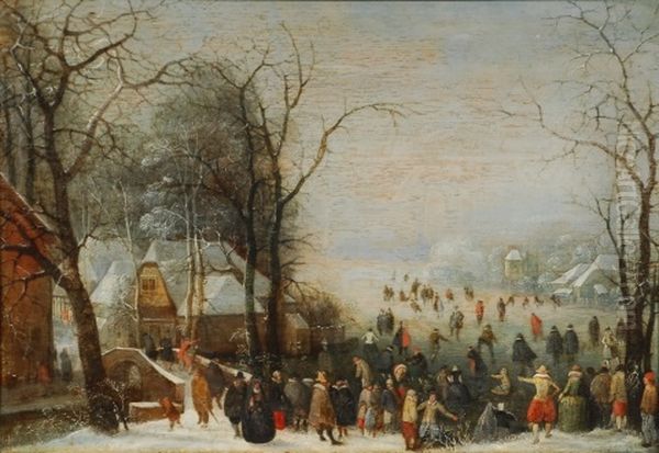 Paysage D'hiver Avec Patineurs - view 1