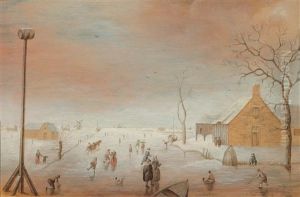 Winterlandschaft Mit Eisvergnugen Auf Einem Kanal by Anthonie van Stralen