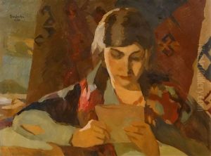Woman Reading by Ipolit Strambulescu (Strambu)