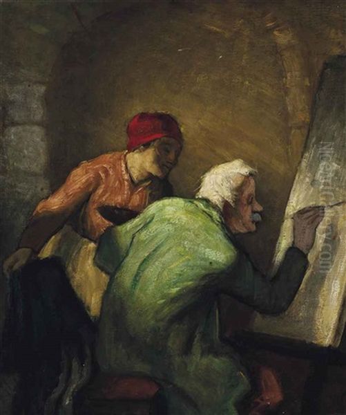 The Artist At His Easel - view 1