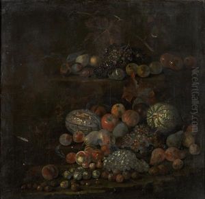 Melons, Apples And Other Fruit On Stone Ledges by Tobias Stranovius