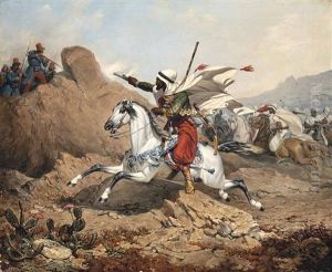 Reitender Araber Im Kampf