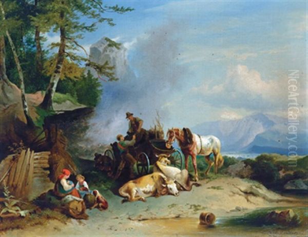 Ein Kohlenmeiler Aus Der Gegend Des Schneeberges (after Friedrich Gauermann) - view 1