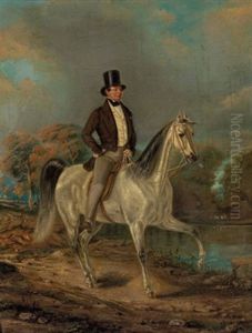 Vornehmer Herr Zu Pferd by Anton (Josef A.) Strassgschwandtner