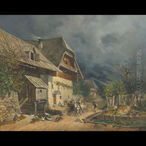 The Runaway Cart by Anton (Josef A.) Strassgschwandtner