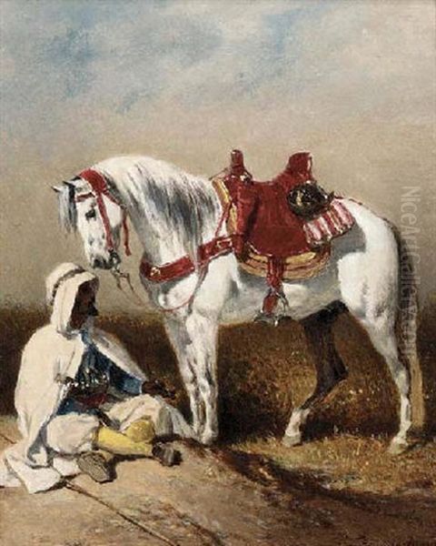 A Resting Arab With His Stallion - view 1