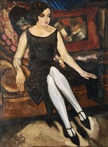 Elegant Lady In Black by Henri Van Straten