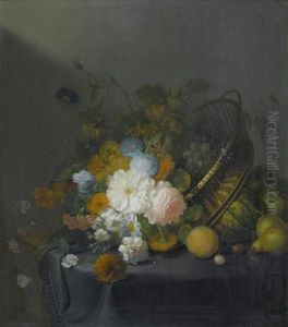 Blumen- Und Fruchtestillleben In Einem Korb Blumen- Und Fruchtestillleben In Einem Korb