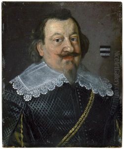 Bildnis Des Freiherr Von Mauchenheim, Gen. Bechtolsheim Im Schwarzen Wams Mit Spitzenkragen Und Doppelreihiger Goldkette Im Alter Von 54 Jahren