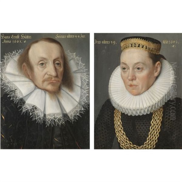Portrait Of Hans Ernst Hutter (+ Portrait Of A Lady (clara Hutter?); Pair) - view 1