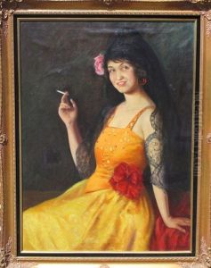 Portrait Of A Woman In A Yellow Dress by Harold Arthur Streator