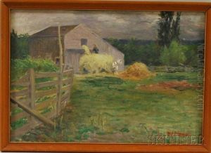 Farm Landscape With Hay Wagon by Harold Arthur Streator