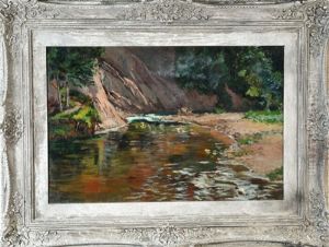 Sommerlicher Bachlauf Im Wald Mit Felsen by Stephanie Von Strechine